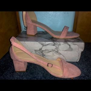 light pink suede heels